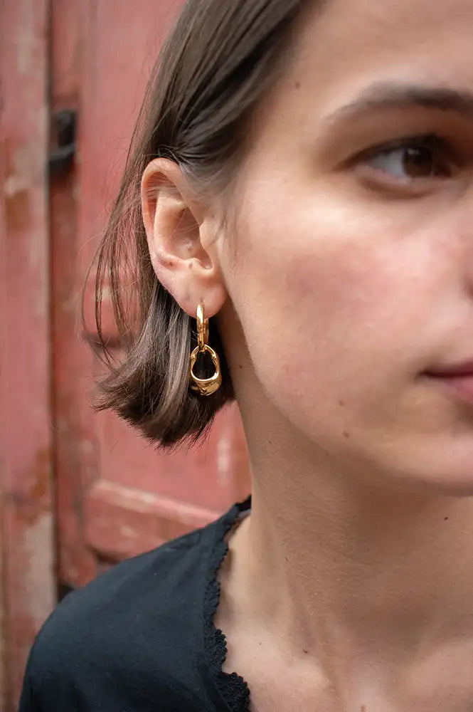 Weathered Penny Neve Gold Hoops - The Mercantile London