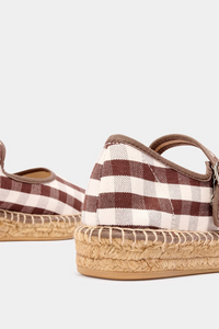 Naguisa Peonia Brown Check Mary Janes - The Mercantile London