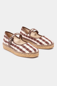 Naguisa Peonia Brown Check Mary Janes - The Mercantile London