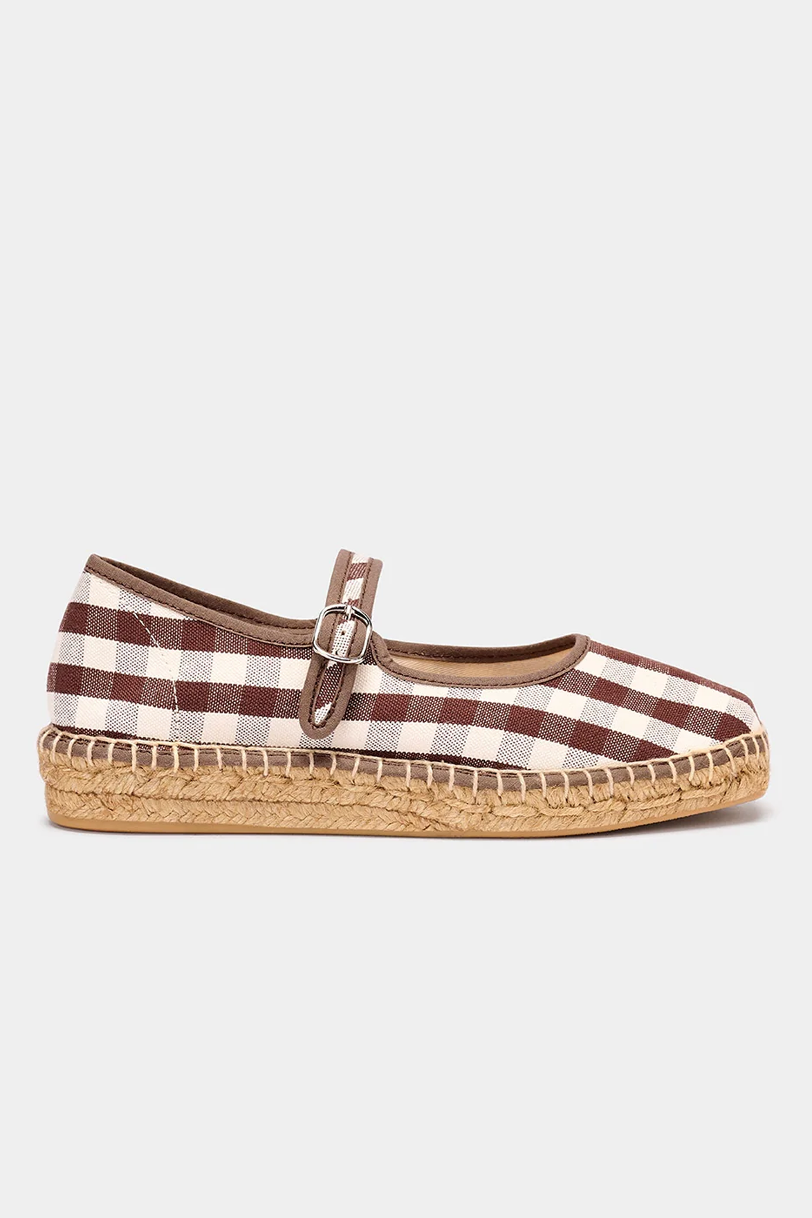 Naguisa Peonia Brown Check Mary Janes - The Mercantile London