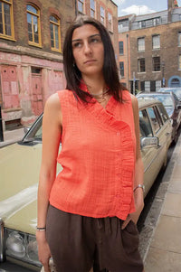 An'ge Siloe Deep Orange Sleeveless Blouse - The Mercantile London