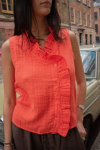 An'ge Siloe Deep Orange Sleeveless Blouse - The Mercantile London