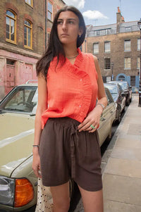An'ge Siloe Deep Orange Sleeveless Blouse - The Mercantile London