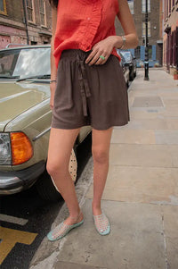 Object Sanne Seal Brown Shorts - The Mercantile London
