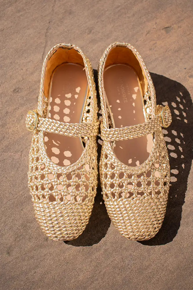 Petite Mendigote Carlita Gold Braided Ballerinas - The Mercantile London