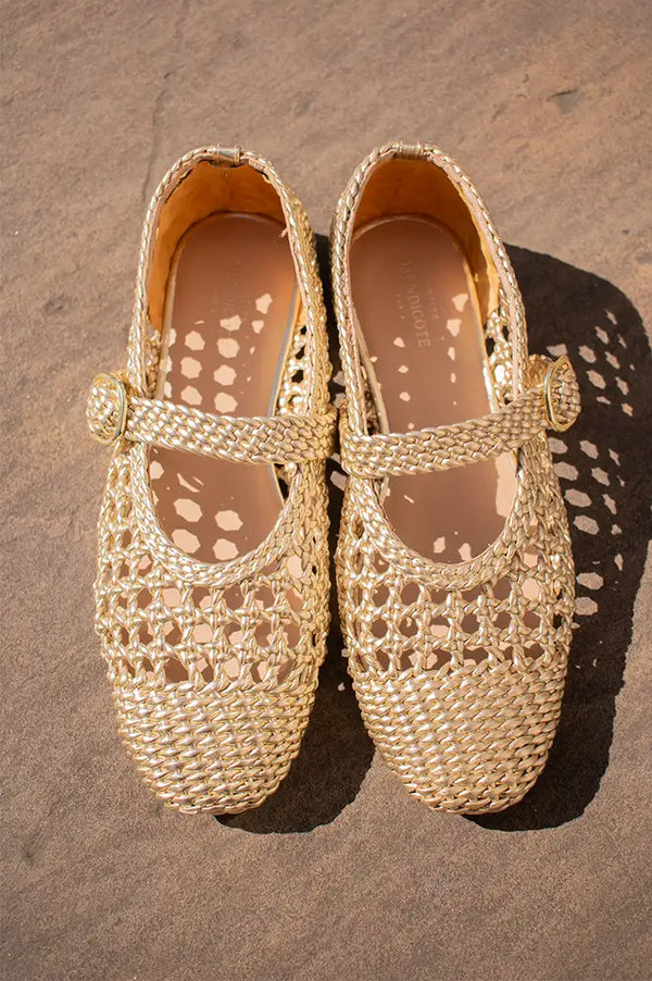 Petite Mendigote Carlita Gold Braided Ballerinas - The Mercantile London