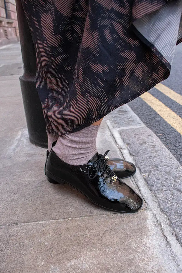 Petite Mendigote Caroline Black Patent Derby Shoes