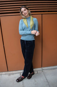 Petite Mendigote Minet Blue Pointelle Knit
