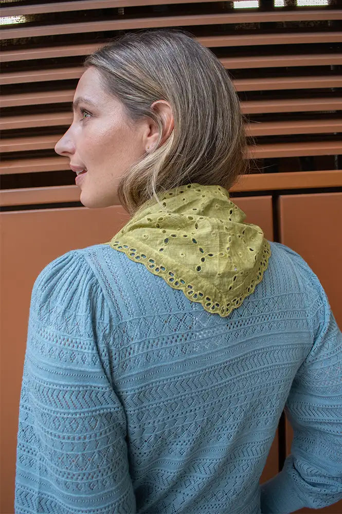 Funkyrel Green Broderie Triangle Scarf