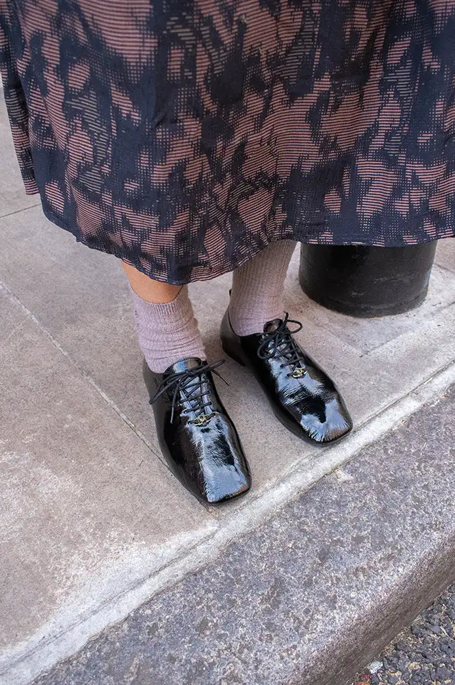 Petite Mendigote Caroline Black Patent Derby Shoes