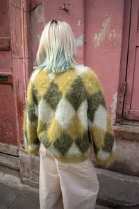 JcSophie Phil Lime Argyle Knitted Jumper