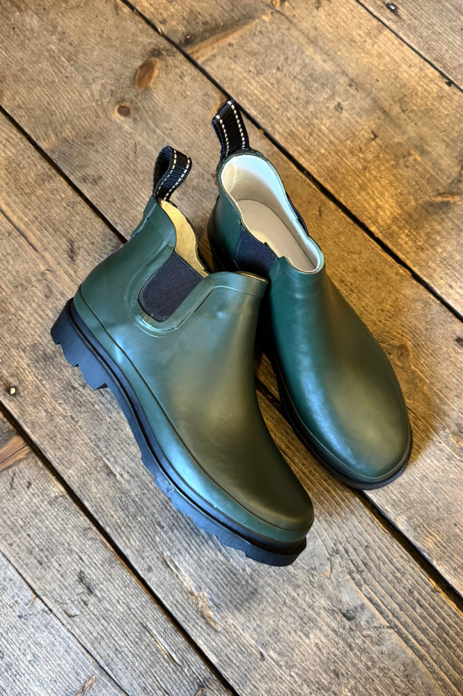 ICHI Piah Kombu Green Rubber Ankle Boots