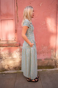 Damson Madder Ebba Picnic Check Midi Dress - The Mercantile London