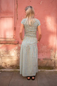 Damson Madder Ebba Picnic Check Midi Dress - The Mercantile London