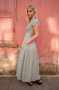 Damson Madder Ebba Picnic Check Midi Dress - The Mercantile London