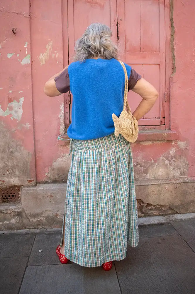 Damson Madder Josie Picnic Check Midi Skirt
