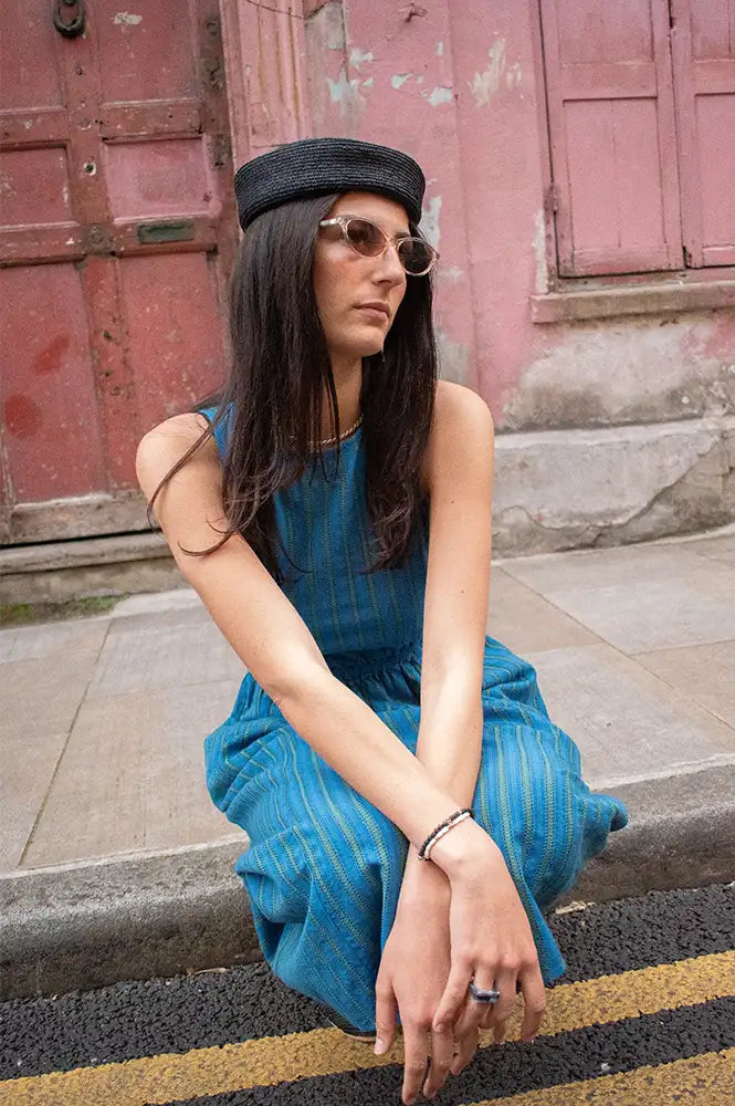 L.A.B Black Straw Pillbox hat - The Mercantile London