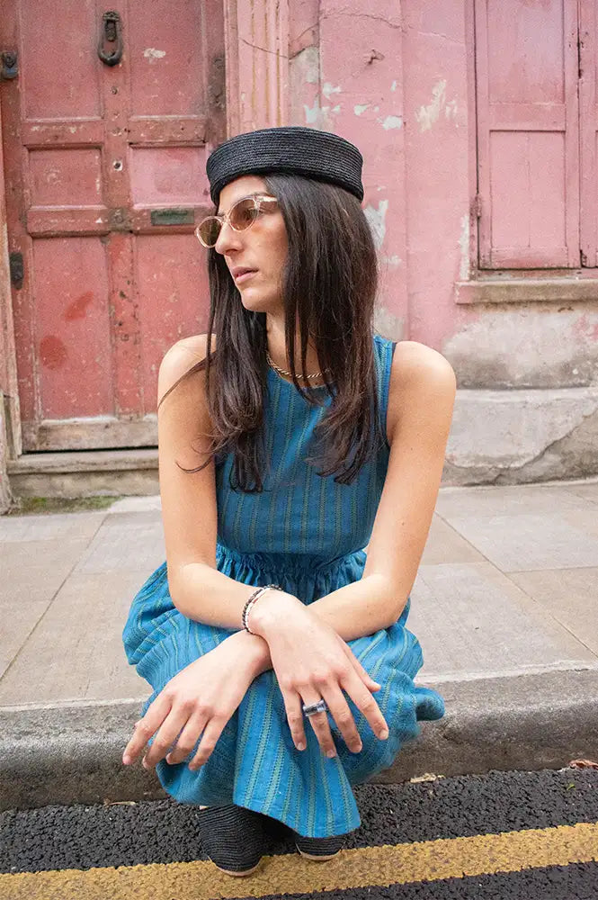 L.A.B Black Straw Pillbox hat - The Mercantile London
