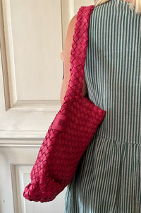Biba Killen Fuchsia Braided Leather Hobo Bag