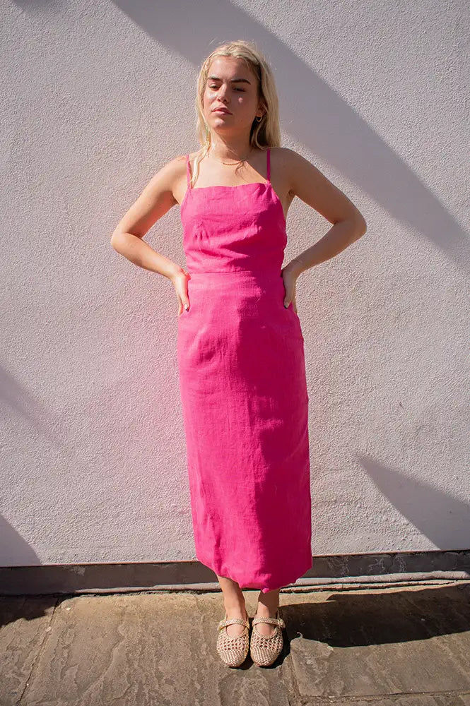 Grace & Mila Veranys Fuchsia Linen Dress - The Mercantile London