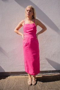 Grace & Mila Veranys Fuchsia Linen Dress - The Mercantile London