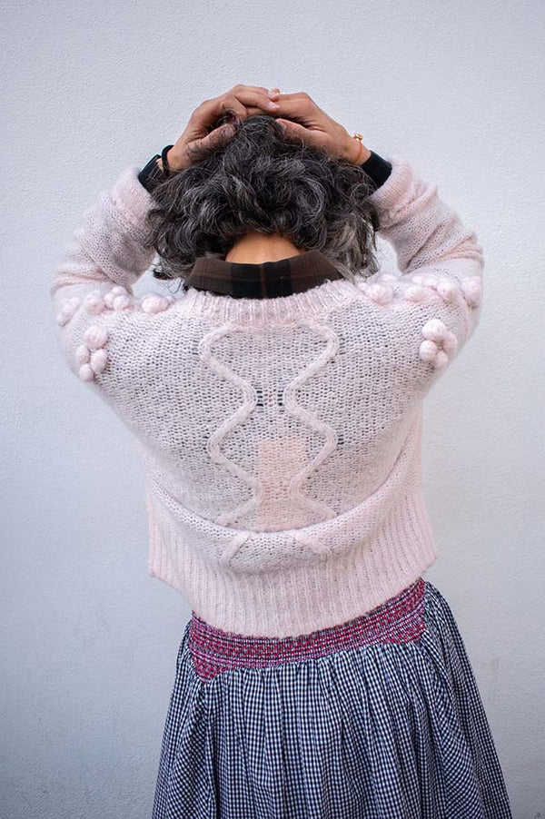 Stella Nova Pale Pink Bobble Cable Knit Jumper - The Mercantile London