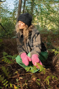 Yoko Wool Fuschia Hooded Mittens - The Mercantile London