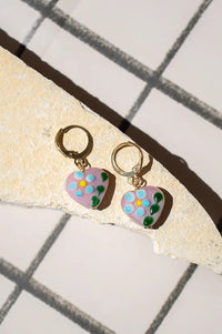 Namaste Dusty Pink Floral Glass Bead Dangle Earrings