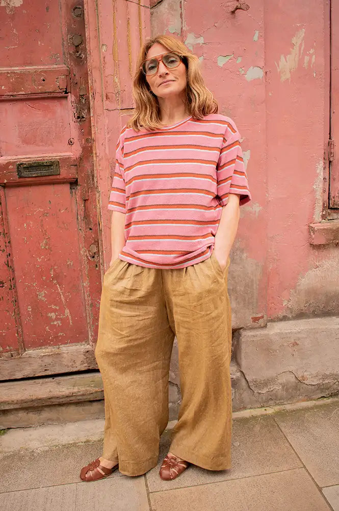 Leon & Harper Titan Pink Stripe T-Shirt - The Mercantile London