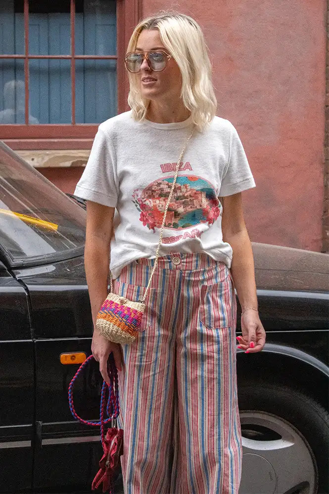 An'ge Rosina Indigo & Pink Striped Trousers