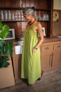 Linen & More Pistachio Ruched Dress