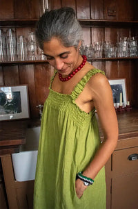 Linen & More Pistachio Ruched Dress