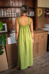 Linen & More Pistachio Ruched Dress