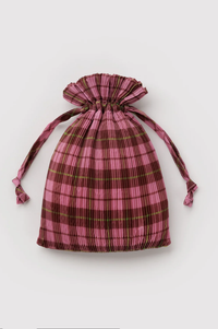 Baggu Pleated Azalea Pink Tartan Bag