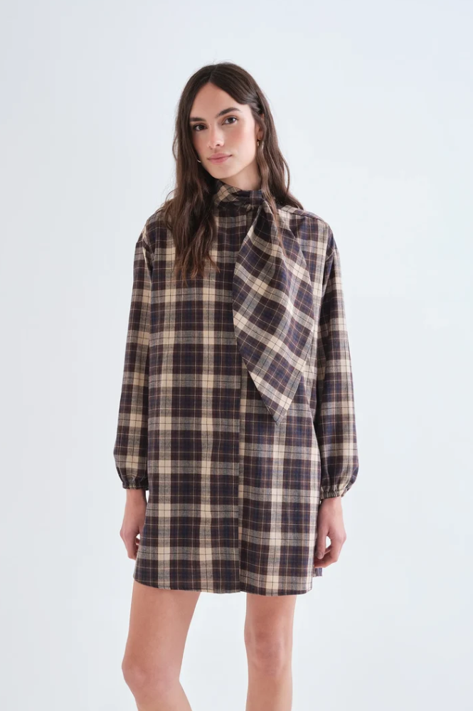 Compania Fantastica Brown Plaid Dress
