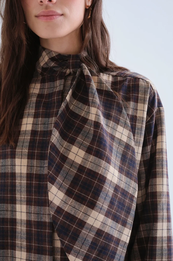 Compania Fantastica Brown Plaid Dress