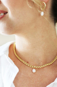 LA Plaited Rope Chain with Freshwater Pearl - The Mercantile London