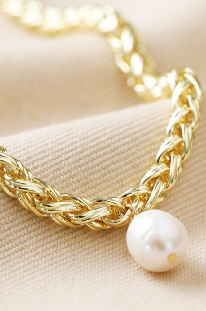 LA Plaited Rope Chain with Freshwater Pearl - The Mercantile London