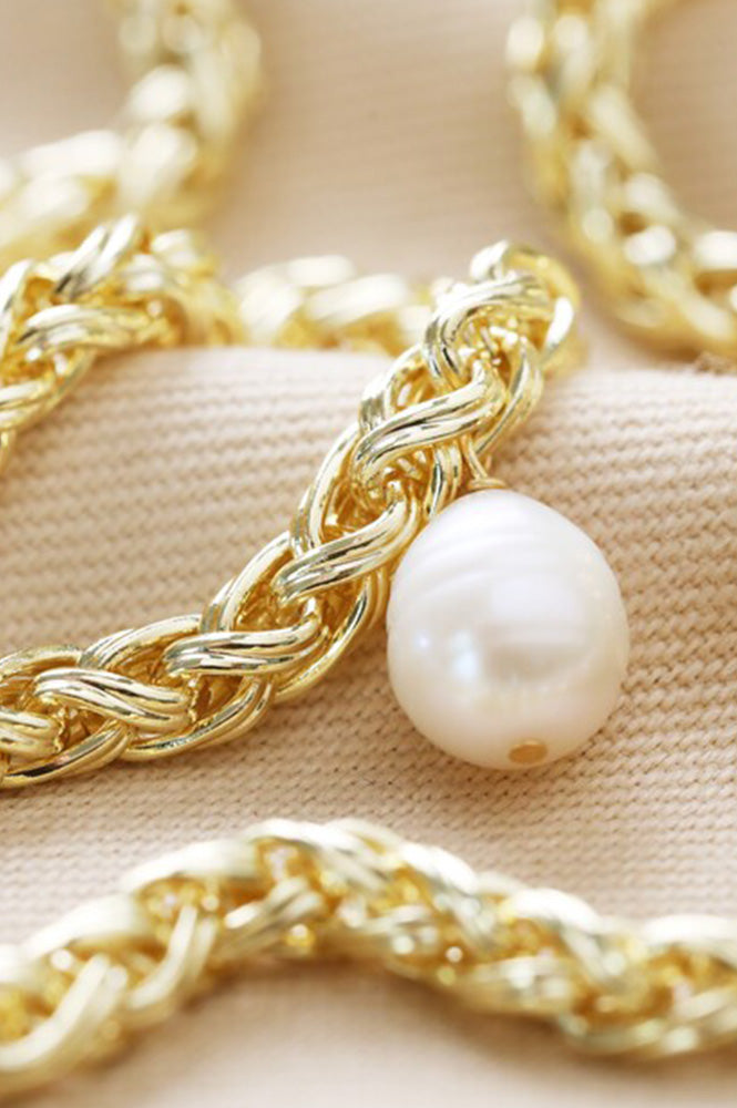 LA Plaited Rope Chain with Freshwater Pearl - The Mercantile London