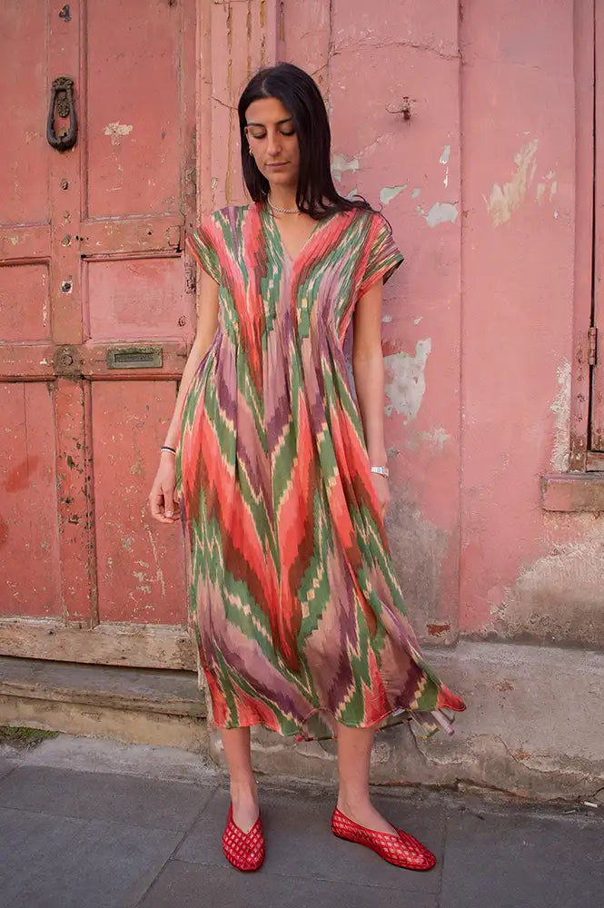 Louizon Papus Ikat Pleated Dress - The Mercantile London