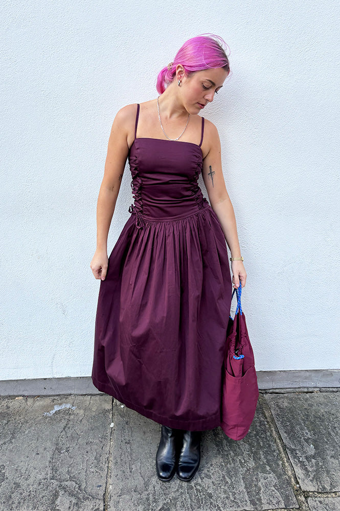 Damson Madder Angelina Fig Midi Dress - The Mercantile London