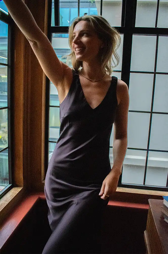 Numph Evelyn Chocolate Plum Midi Dress - The Mercantile London