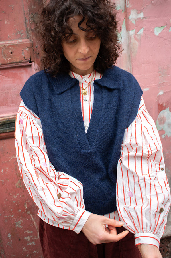 ICHI Povoke Navy Sleeveless Jumper