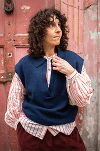 ICHI Povoke Navy Sleeveless Jumper