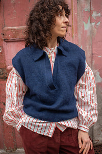 ICHI Povoke Navy Sleeveless Jumper