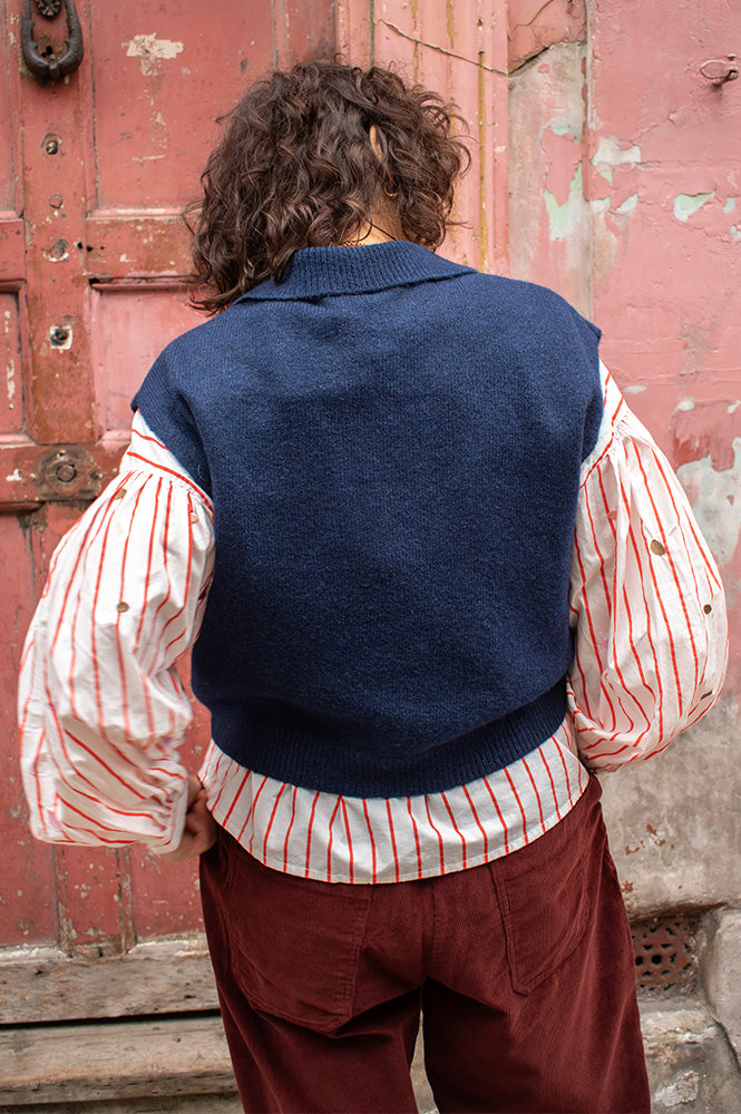 ICHI Povoke Navy Sleeveless Jumper