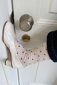 Le Bon Shoppe Patterned Oatmeal & Black Polka Dot Sneaker Socks