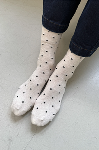 Le Bon Shoppe Patterned Oatmeal & Black Polka Dot Sneaker Socks