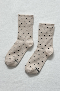 Le Bon Shoppe Patterned Oatmeal & Black Polka Dot Sneaker Socks