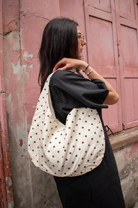 CUBIC Polka Dot Beige Shoulder Bag - The Mercantile London